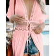 thumbnail image 5 of FANCYINN Long Pink Beach Coverups for women Kimono Bikini Cardigan Swimsuit Summer Flowy Dress Beachwear Pink M, 5 of 6
