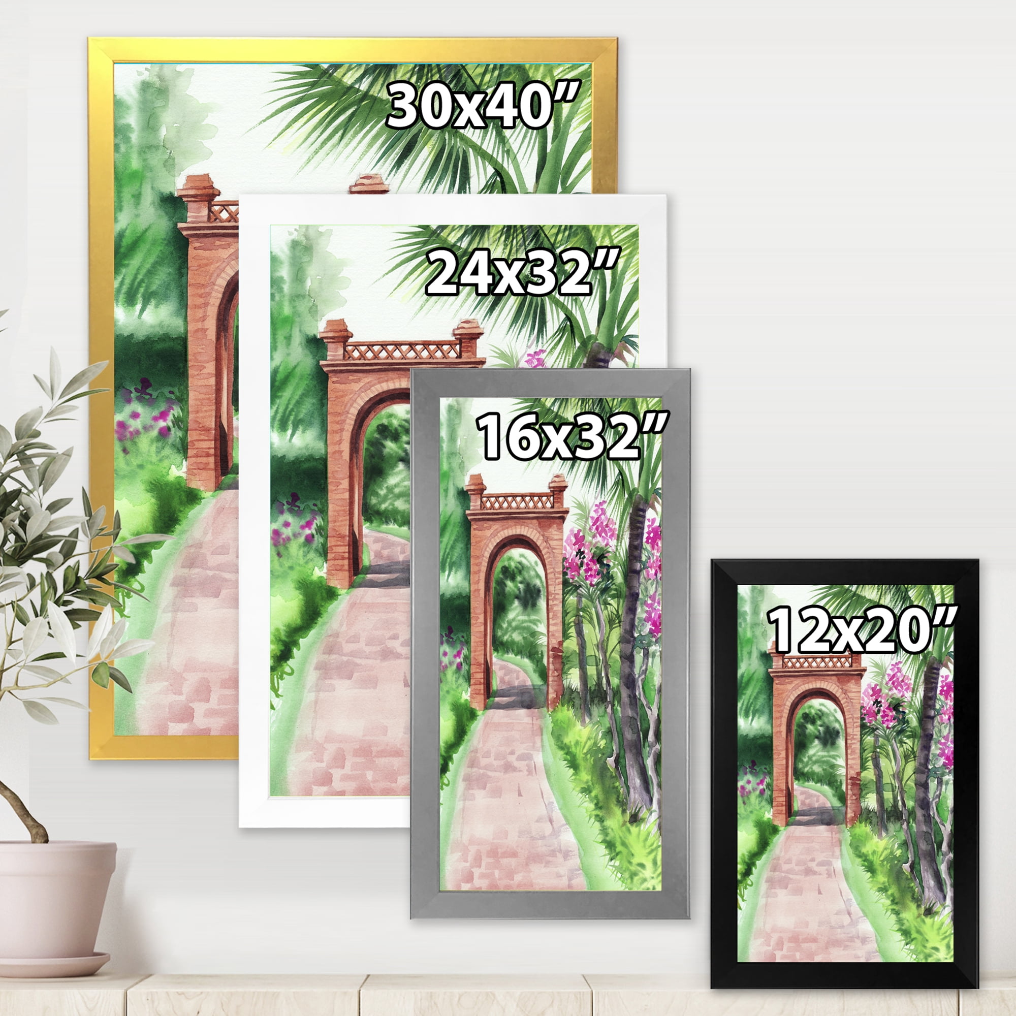 Designart 'Traditional Gate On Path In Tropical Oasis' Tropical Framed Art Print