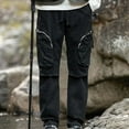 thumbnail image 1 of Pantalones largos de moda para hombre, casuales, de color sólido, con bolsillos y cremallera, cintura elástica, de poliéster., 1 of 9