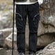 thumbnail image 1 of Pantalones largos de moda para hombre, casuales, de color sólido, con bolsillos y cremallera, cintura elástica, de poliéster., 1 of 9