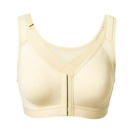 

Knosfe Sports Bras for Women Seamless Comfort Workout Criss Cross Front Closure Yoga Bra Khaki 2XL