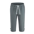 thumbnail image 5 of BXINGOHAI Mens Sports Capri Pants Lightweight Loose Fit 3/4 Pants Solid Drawstring Pants Outdoor Athletic Running Pant With Pockets Fall Savings Green,XXXL, 5 of 6