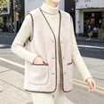 thumbnail image 6 of Mgmyaa Fleece Vest Women's Sleeveless V-Neck Button Down Short Sherpa Jacket Casual Outerwear, 6 of 8