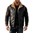 thumbnail image 2 of Mens Sleeveless Jackets Stand Up Collar Zip Up Fleece Lined Motorcycle Thicken Warm Winter Jacket Black S, 2 of 7