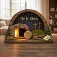 thumbnail image 2 of Forestwhale 2D Wooden Easter Resurrection Scene Ornament, He is Risen Hollow Wood Sign, Religious Tabletop Decor for Home, , and Easter Celebrations, 2 of 8