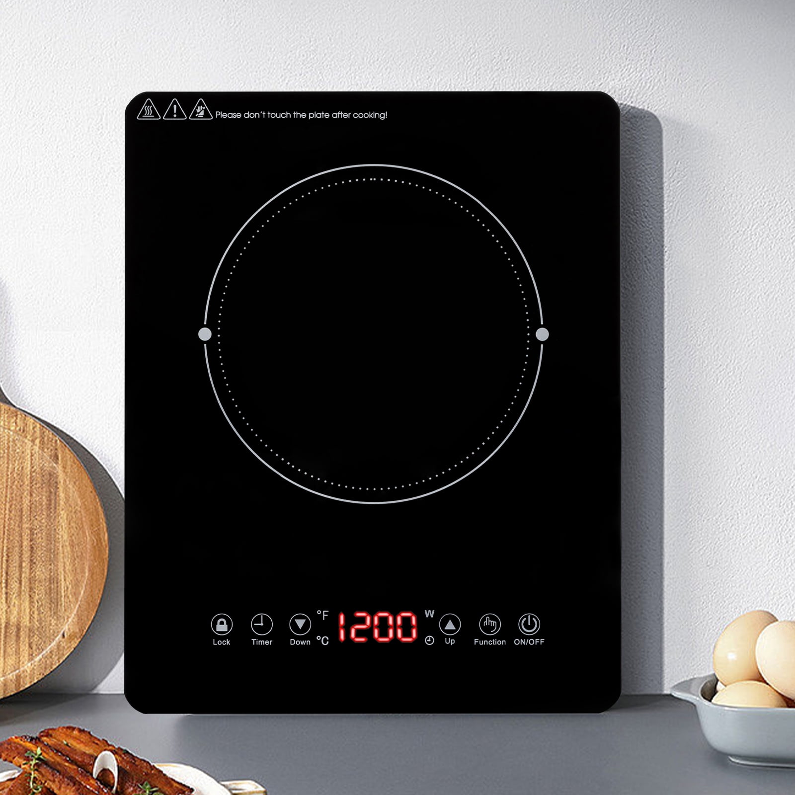 9-LEVEL 28*35*6.6cm Portable Induction Cooktop Corded Electric Black Sensor Touch Single Electric Cooktops Countertop Stove