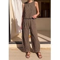 thumbnail image 3 of PRETTYGARDEN Womens 2 Piece Sets Summer Plaid Sleeveless Tops Wide Leg Pants Matching Lounge Set Beach Vacation Outfits, 3 of 10