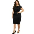 thumbnail image 3 of DARING DIVA Plus Size Office Vintage Pencil Dress Bodycon Dress 1X Black, 3 of 6
