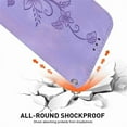 thumbnail image 7 of For iPhone 16 Plus 6.7" lily Embossed Strong Magnetic Attachment/Closure, Card Slots/Pocket, PU Leather Flip Wallet Case ﻿,Purple,For iPhone 16 Plus, 7 of 7