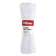 Hyper Tough 100% Cotton 14 x 17 All Purpose Terry Towels, 6 Pack, White Household Cleaning Cloths