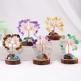 thumbnail image 3 of Xiao Hua Árbol de flores de piedra triturada de cristal natural azul, base de pila de madera, árbol de la fortuna, tejido a mano, árbol de la vida, adorno artesanal para el hogar, 1 pieza, 3 of 5
