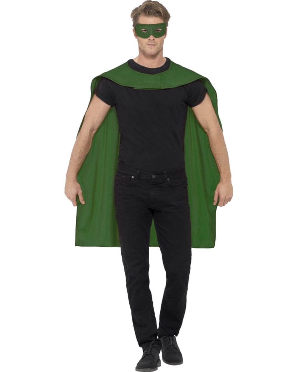 Green Unisex Superhero Cape Cloak With Eye Mask Costume Accessory