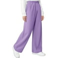 thumbnail image 5 of XUNKUSGA Pants for Girls 5-15Y Solid Color Elastic Waist Girls Cargo Pants Loose Straight Leg Sweatpants For Girl with Pockets Fashion Casual Outerwear Sweatpants Purple, 5 of 9