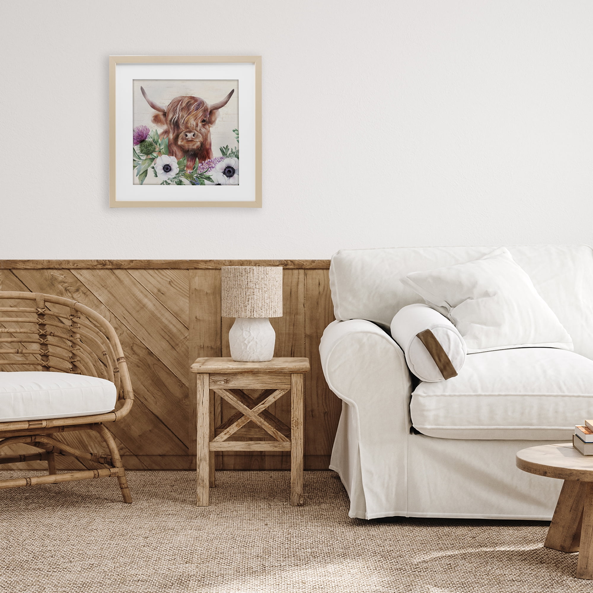 Stupell Industries Penny The Highland Cow Birch Framed Print Under Glass, design by Lux + Me Designs