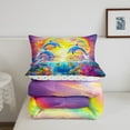 thumbnail image 5 of Erosebridal Blue Dolphin Bedding Sets Twin with Comforter, Colorful Coral Duvet Insert, Sunset Rainbow Decor, Microfiber 2pcs, 5 of 8
