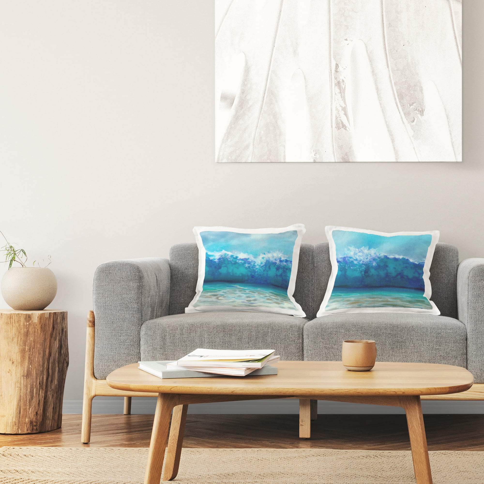 Stupell Industries Tsunami Waves Crashing Square Decorative Printed Throw Pillow, 18 x 18, Set of 2