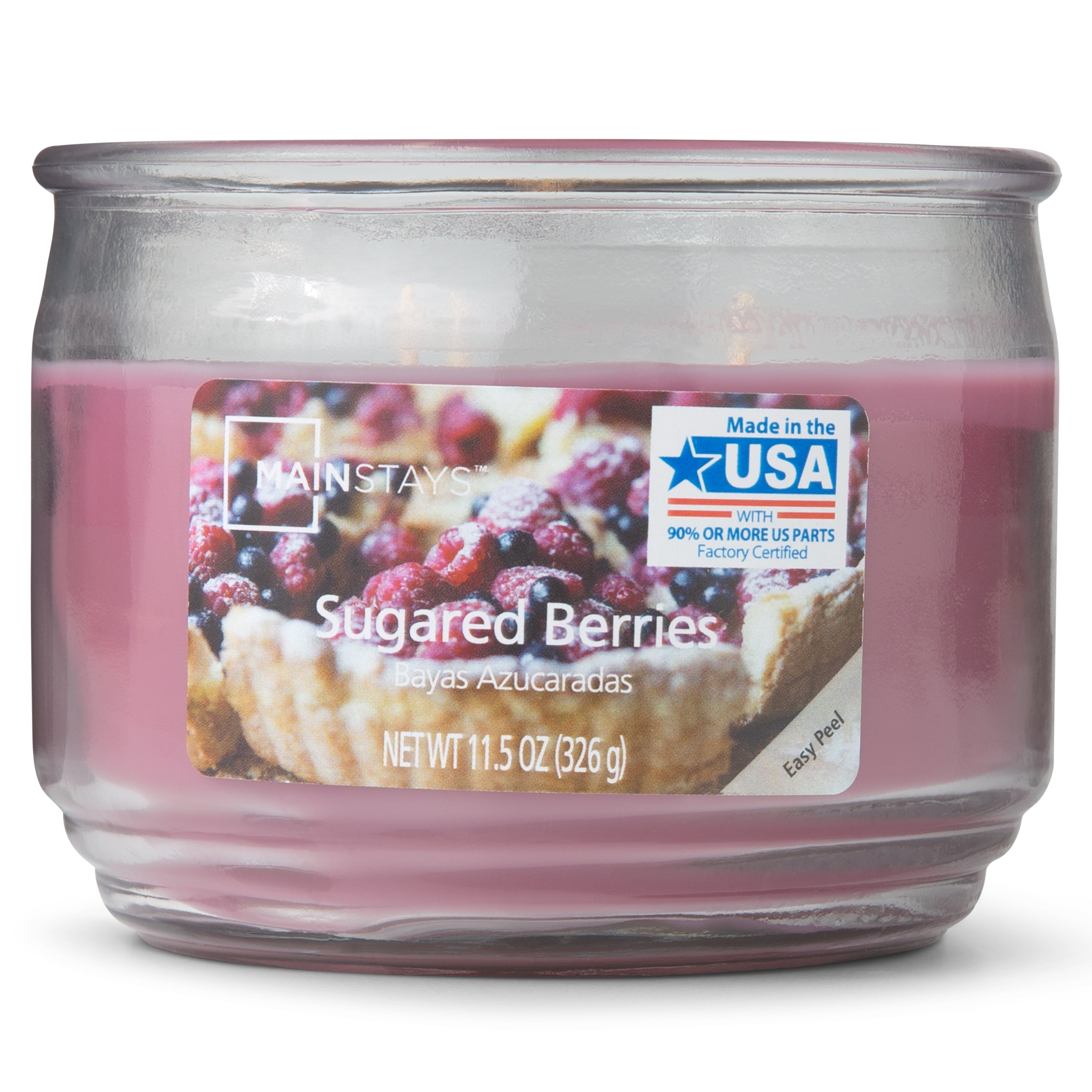 Mainstays Sugared Berries Scented 3Wick Glass Jar Candle, 11.5 oz