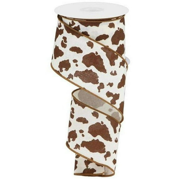 2.5" Cowhide Print Ribbon: Brown  White (10 Yards)