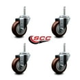 thumbnail image 2 of 3.5 Inch Maroon Poly Wheel Swivel 3/4 Inch Threaded Stem Caster Set SCC, 2 of 2