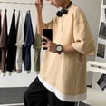 thumbnail image 3 of Mens Korean Style Oversized Short Sleeve T-Shirts Hip Hop Fake Two Pieces Tops, 3 of 10