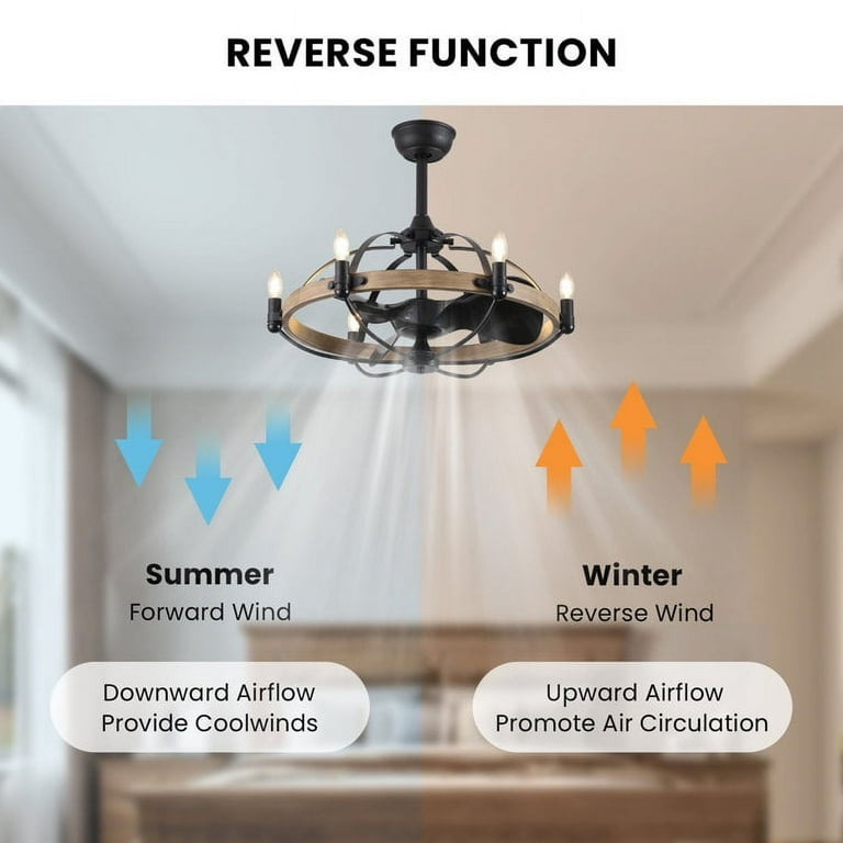 HOOMEDELIER 27'' Farmhouse Ceiling Fan with Light, 6-Speed