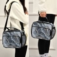 thumbnail image 5 of Gray Gardient Marble Insulated Lunch Bag Portable Cooler Bag Mommy Bag Large Capacity 6L, 5 of 9