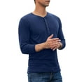 thumbnail image 3 of JWD Mens Henley Long Sleeve T-Shirt Cotton Casual Shirt US XX-Large Navy Blue, 3 of 4