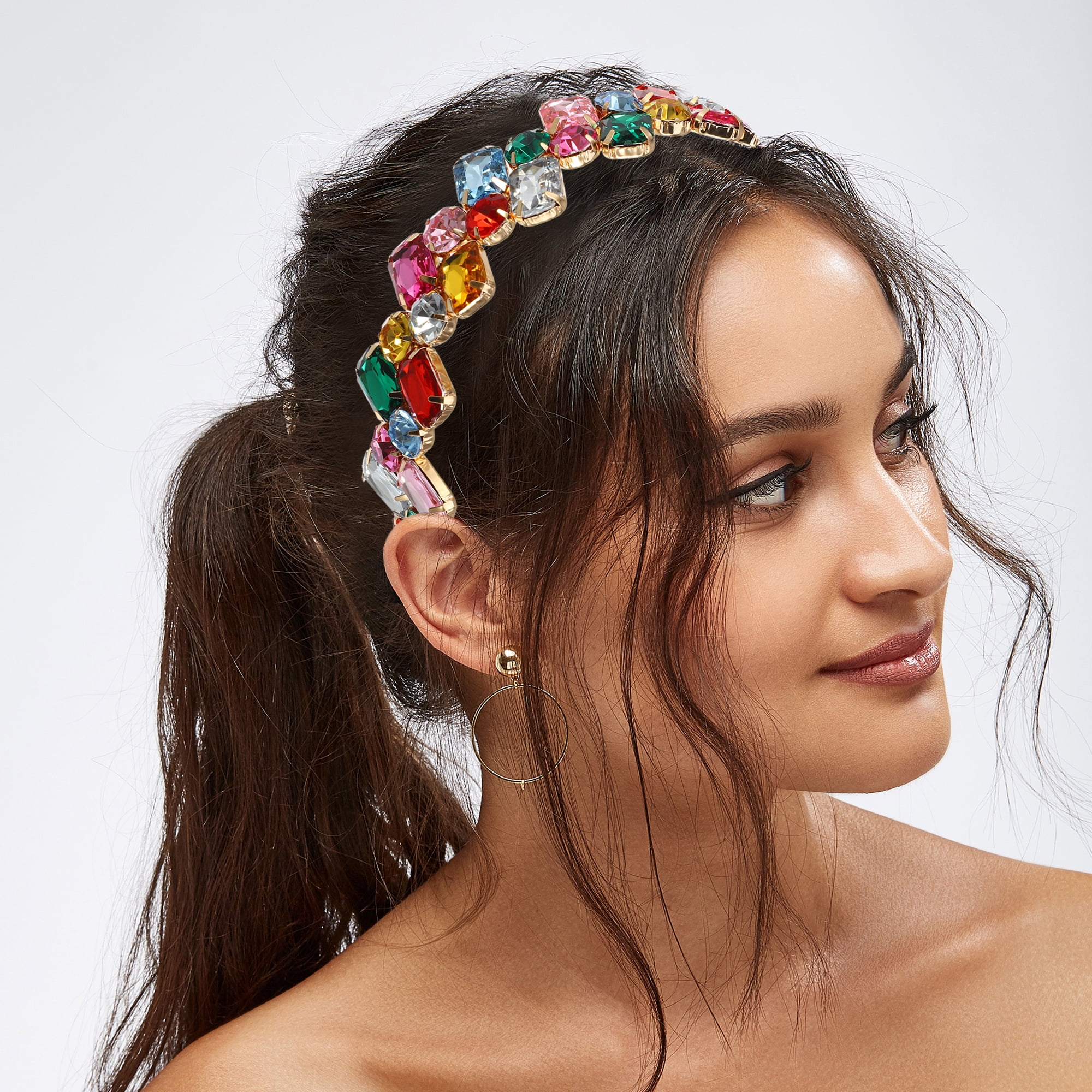 Unique Bargains Faux Crystal Hairband Rhinestone Headband 5.51"x1.38"