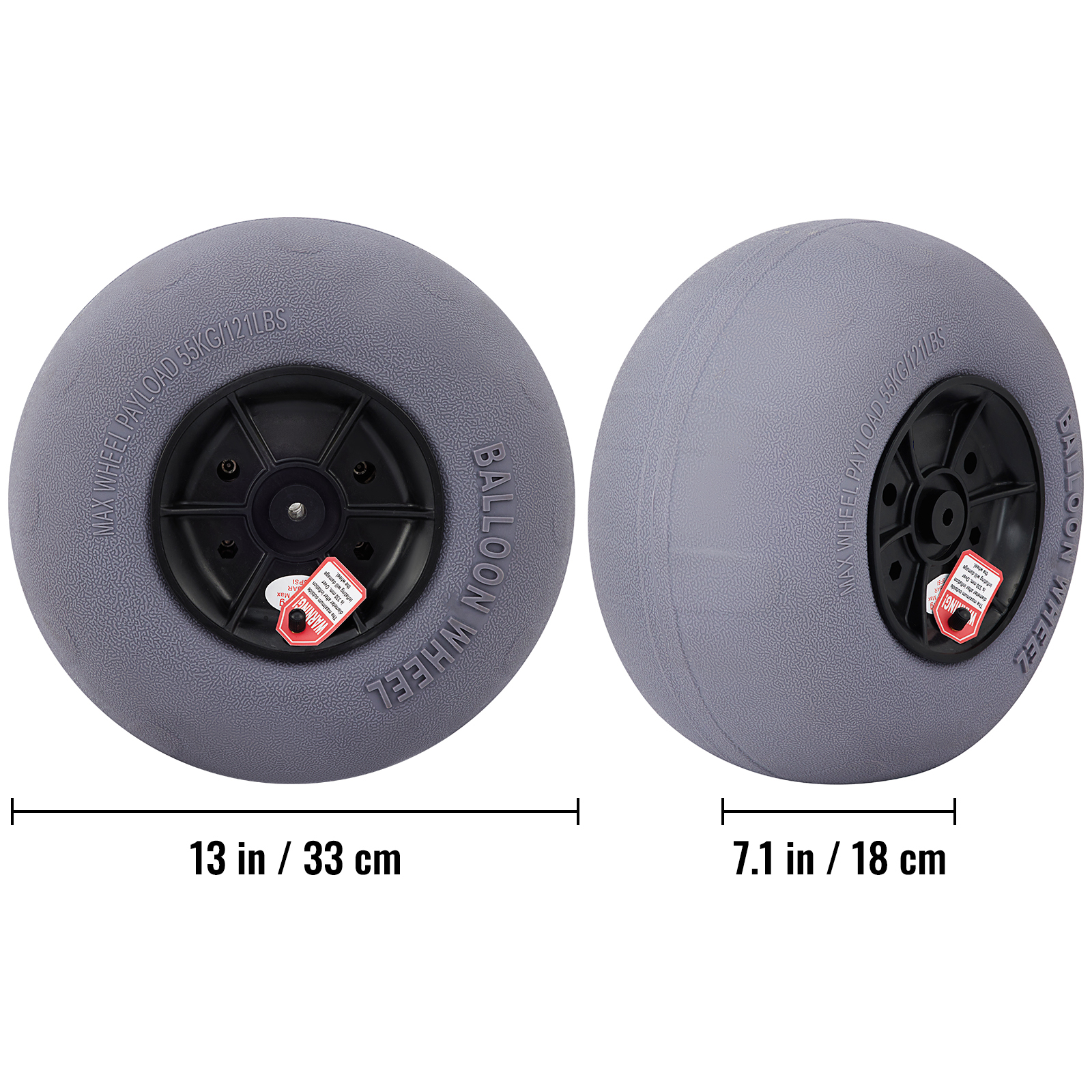 KFFKFF Sand Wheels, 13" Balloon Tires for Beach Carts, Includes 32" Stainless Axle, TPU Wheels Ideal for Kayak, Canoe Dollies, Buggy, Plus Complimentary Air Pump, Set of 2