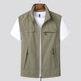 thumbnail image 2 of BXINGOHAI Mens Work Vest Lightweight Zip Up Sleeveless Jackets big and tall vest Hiking Fishing Travel Photo Vest with zip Pockets Today Khaki,L, 2 of 6