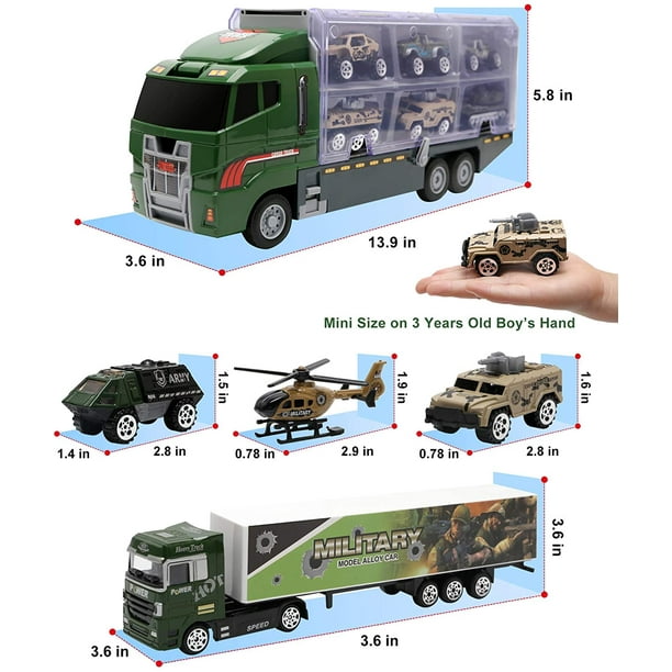 Jouets pour tout-petits pour garçons, camions 10 en 1 camion militaire  moulé sous pression jouet véhicule de l'armée dans un transporteur Mini  voiture de combat ensemble de jouets cadeaux pour tout-petits jouets