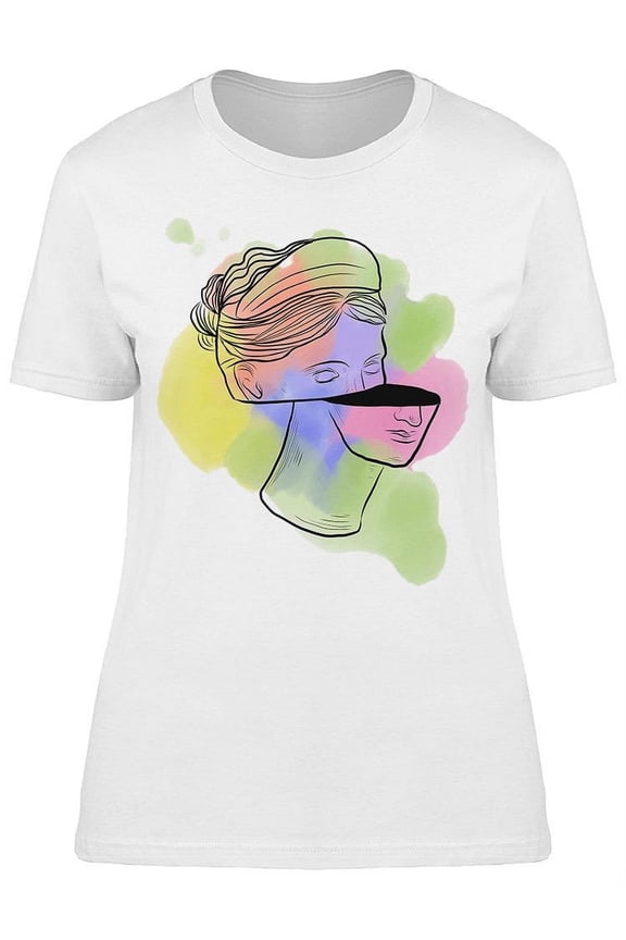 Antique Sculpture Divided Art T-Shirt Women -Image by Shutterstock, Female Large