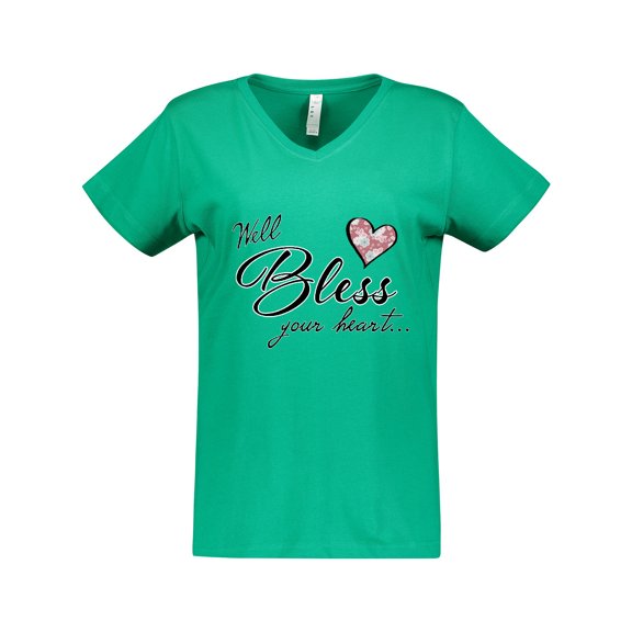 Inktastic Well Bless Your Heart with Floral Print Women's V-Neck T-Shirt