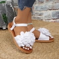 thumbnail image 4 of Rokment Women's 3D Lace Flower Flat Dress Sandals Boho Beach Summer Fashion Casual Low Heels Elastic Strap Slingback Walking Sandals for Comfortable Vacation White Size 6.5, 4 of 7