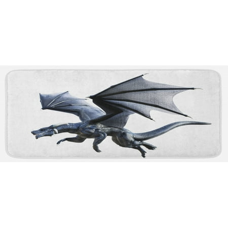 

Dragon Kitchen Mat Creature Flying Digital Effects Featured Wings Illustration Plush Decorative Kitchen Mat with Non Slip Backing 47 X 19 Charcoal Grey by Ambesonne