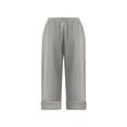 thumbnail image 7 of BRGZLK Girls' High-Waisted Solid Rolled-Cuff Half Pants Multi-Color Lightweight Linen Casual Trousers, 7 of 7