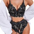 thumbnail image 2 of Ladies Lace Lingerie Set Crotchless Thongs Underwear Set Nightwear, 2 of 4