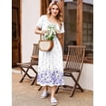 thumbnail image 4 of Ekouaer Long Nightgown for Women Short Sleeve Sleepwear Plus Size Loungewear Mumu Dress Lounge Dress with Pockets, 4 of 6