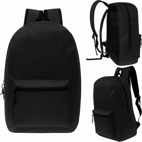24 Pack - 17 Inch Basic Bulk Backpacks in Assorted Colors - Wholesale Case Pack of Bookbags