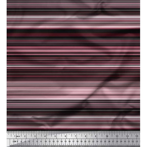 Soimoi Cotton Duck Fabric Horizontal Stripe Printed Fabric 1 Yard 42 Inch Wide