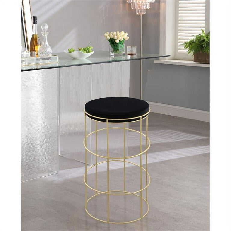 Meridian Furniture Rebar Black Velvet Counter Stool