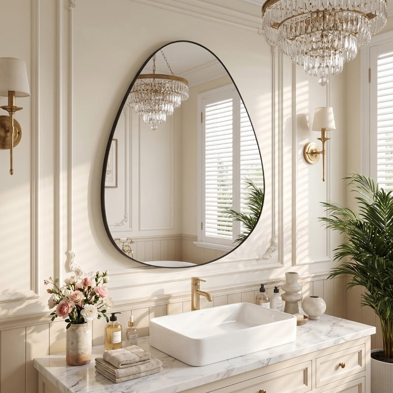 Easy4Home 20"x30" Frameless Bathroom Vanity Wall Mirror with Irregular Shape