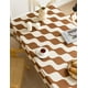 thumbnail image 4 of Granjero Gordo Mantel de terciopelo impermeable y afelpado para mesa de comedor, con estampado geométrico, lavable y resistente al polvo (café, 140 x 180 cm), 4 of 5