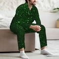 thumbnail image 7 of Naloa Green Sparkling Men’s Pajamas Set - Long Sleeve Button Down Sleep Shirt and Pajama Bottoms Sleepwear Set-X-Large, 7 of 7