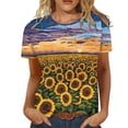 thumbnail image 1 of Camiseta de manga corta suelta con cuello redondo y estampado informal de verano a la moda para mujer Pompotops  hkajfhjk465887, 1 of 5