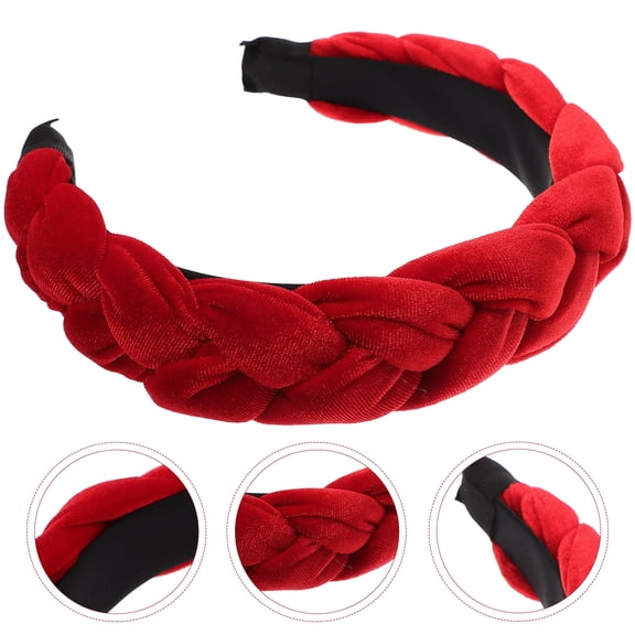 LOLIPPYY Lovely Hairband Red Wide Braided Headband Fashion Style 1Set
