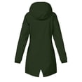thumbnail image 3 of Plus Size Long Rain Jacket for Women Hiking Sports Zipper Hooded Windbreaker Jackets Outdoor Casual Waterproof Coat Army Green, M, 3 of 7