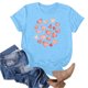 thumbnail image 5 of Camiseta de Manga Corta de Cuello Redondo con Patrones de Corazón de Moda de las Mujeres para Diario, Fiesta, Primavera Y Verano, 5 of 5