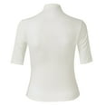 thumbnail image 5 of XIAONU Women's Solid Neck Top Slim Fit Elbow Sleeve Pullover Blouse Versatile Casual Office Daily Wear, 5 of 5