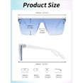 thumbnail image 5 of JIM HALO Flat Top Shield Sunglasses Square Mirror Rimless Glasses for Women Men (Clear Frame / Gradient Blue Lens), 5 of 6